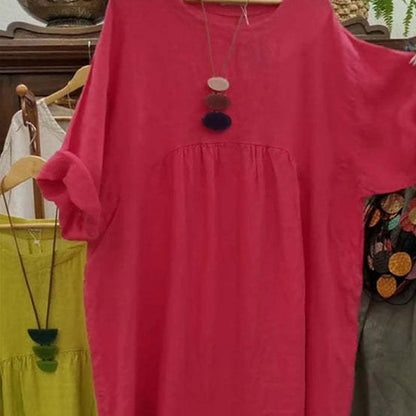 💝💝Last Day Sale 49% Off💃Women's Casual Loose Round Neck Solid Color Dress with 3/4 Sleeves & Pockets