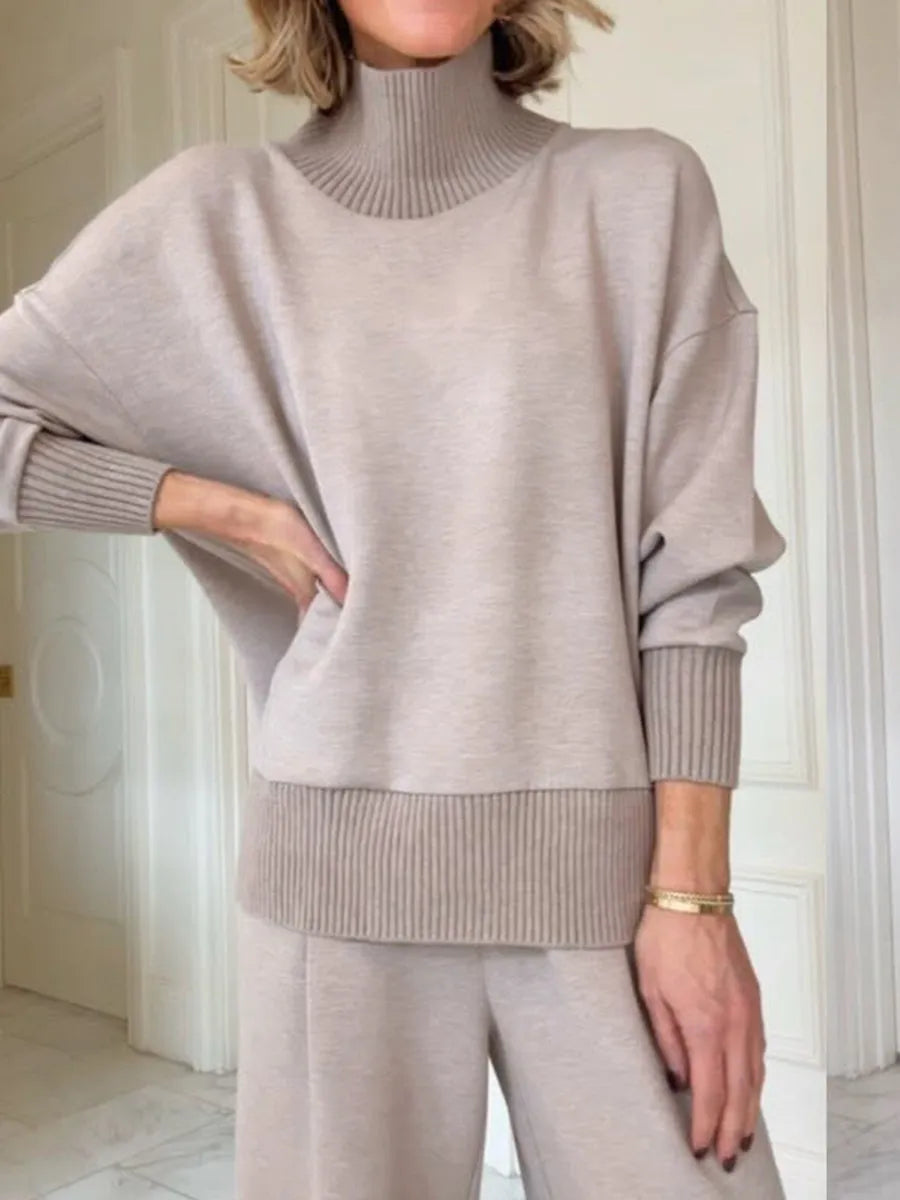 💝💝Casual Travel Stand Collar Side Zipper Top Straight Pants Two-Piece Set